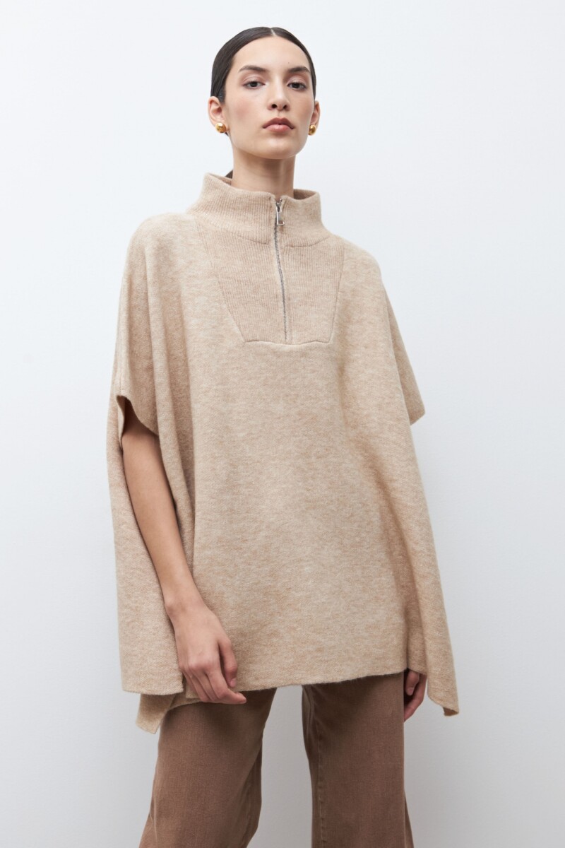 Sweater oversized con cierre tostado