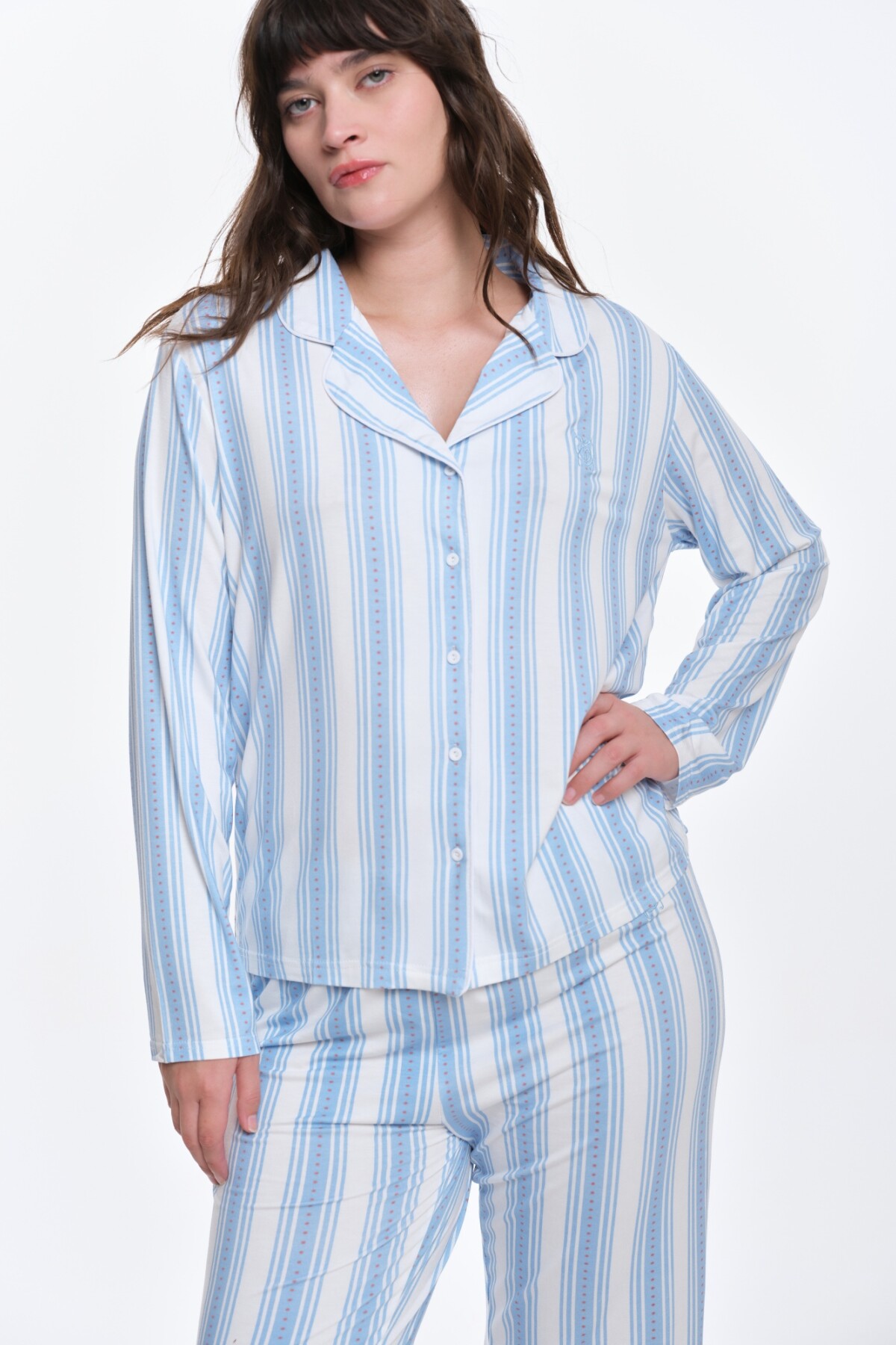 Camisa Charlotte Rayas Celeste