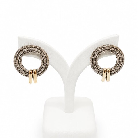 Caravanas plata y oro con cubic zirconias Caravanas plata y oro con cubic zirconias
