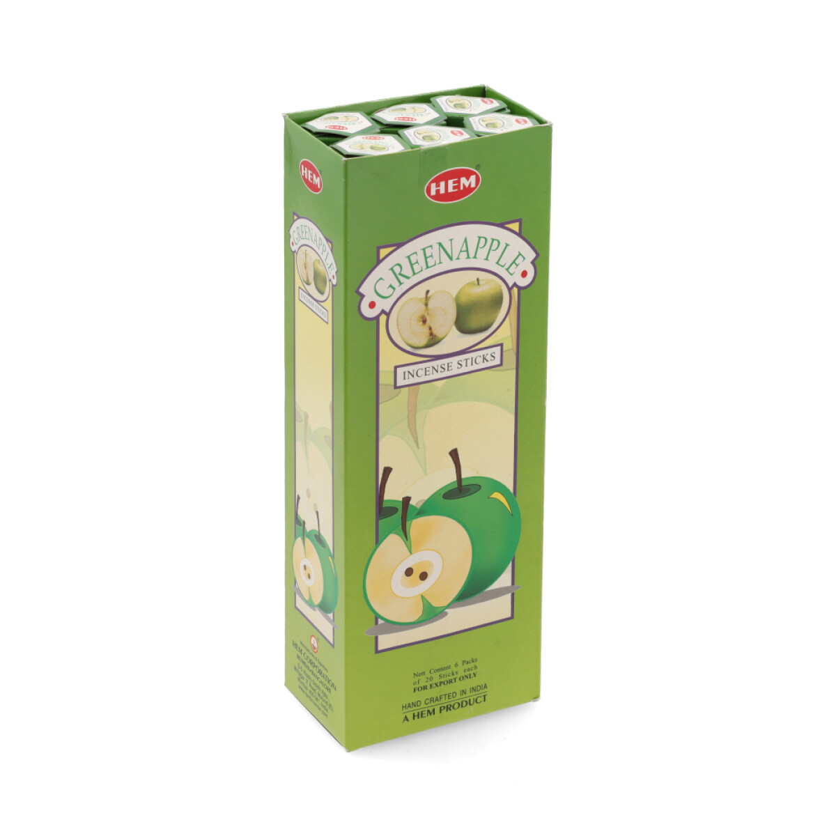 INCIENSO HEM CAJA HEXAGONAL X6 - Manzana Verde 