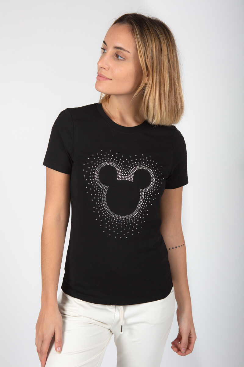 Remera Mickey brillosa Negro