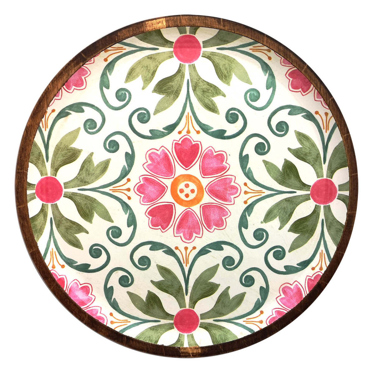 Plato de Madera de 23,5 cm - Flores 
