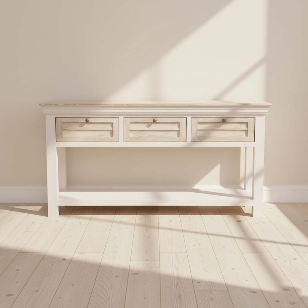 CONSOLA - MADERA-DE-MANGO NATURAL-BEIGE COSTA NATURAL BLANCO 