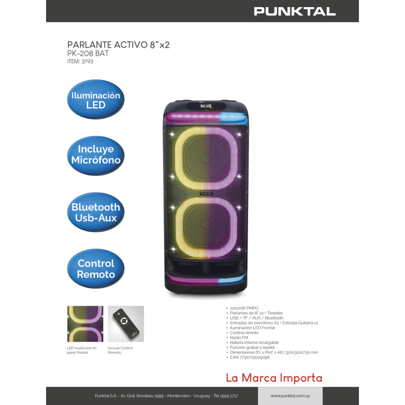 Parlante Activo 8'' x2 PUNKTAL 12000w Parlante Activo 8'' x2 PUNKTAL 12000w