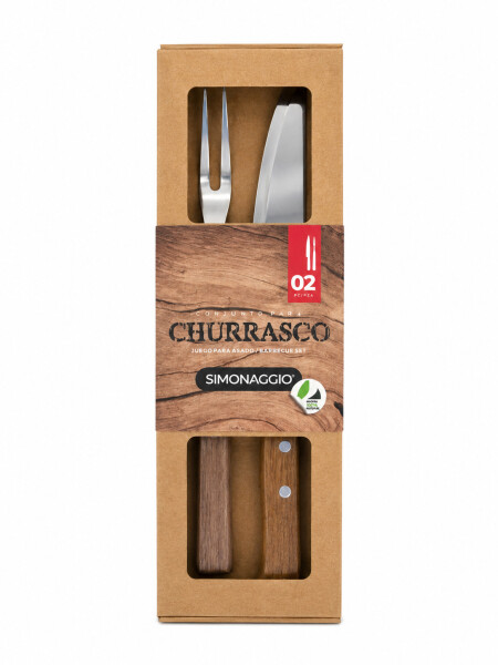 CUCHILLA Y TENEDOR LARGO MARRON (V)