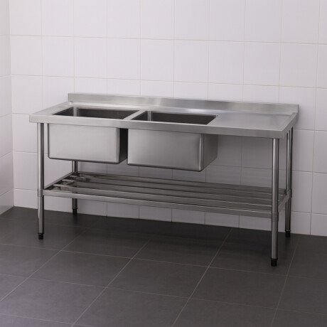 Mesada de Lavado de 2 Piletas Lateral Izquierdo de Acero Inoxidable 160 x 60 cm Mesada de Lavado de 2 Piletas Lateral Izquierdo de Acero Inoxidable 160 x 60 cm