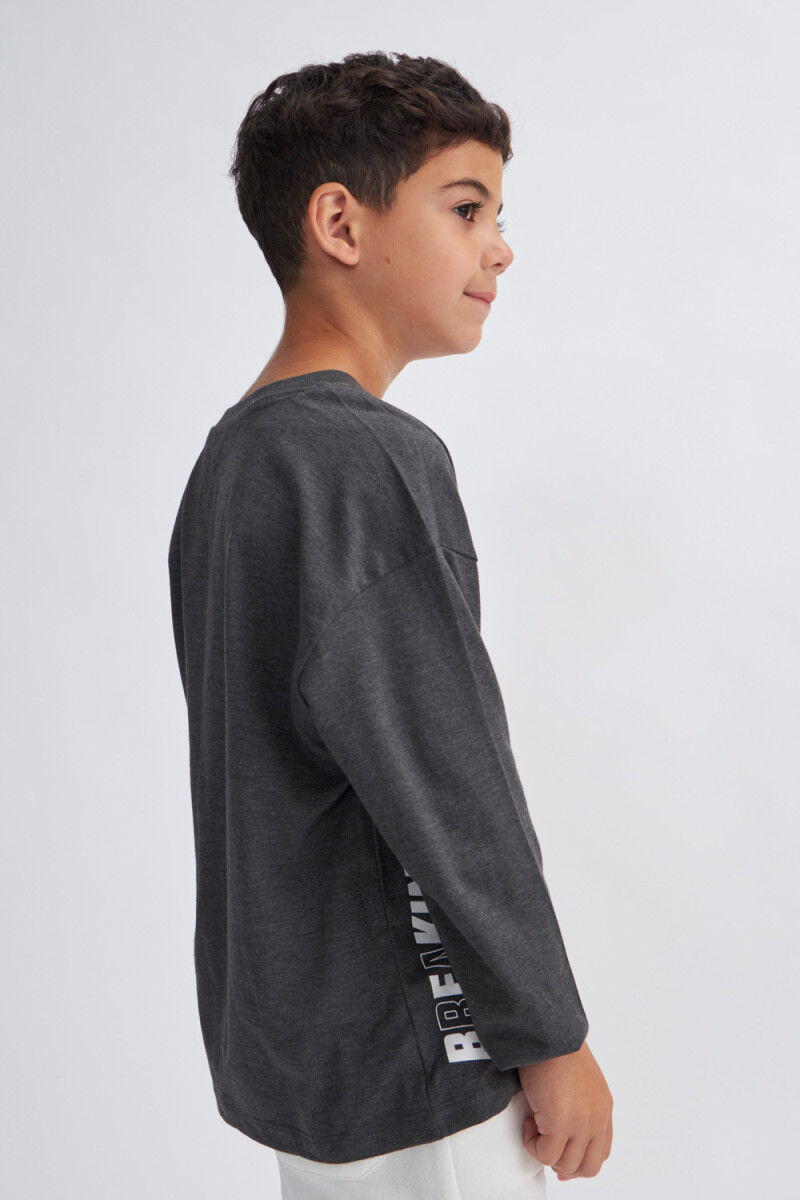 Camiseta manga larga estampada Gris
