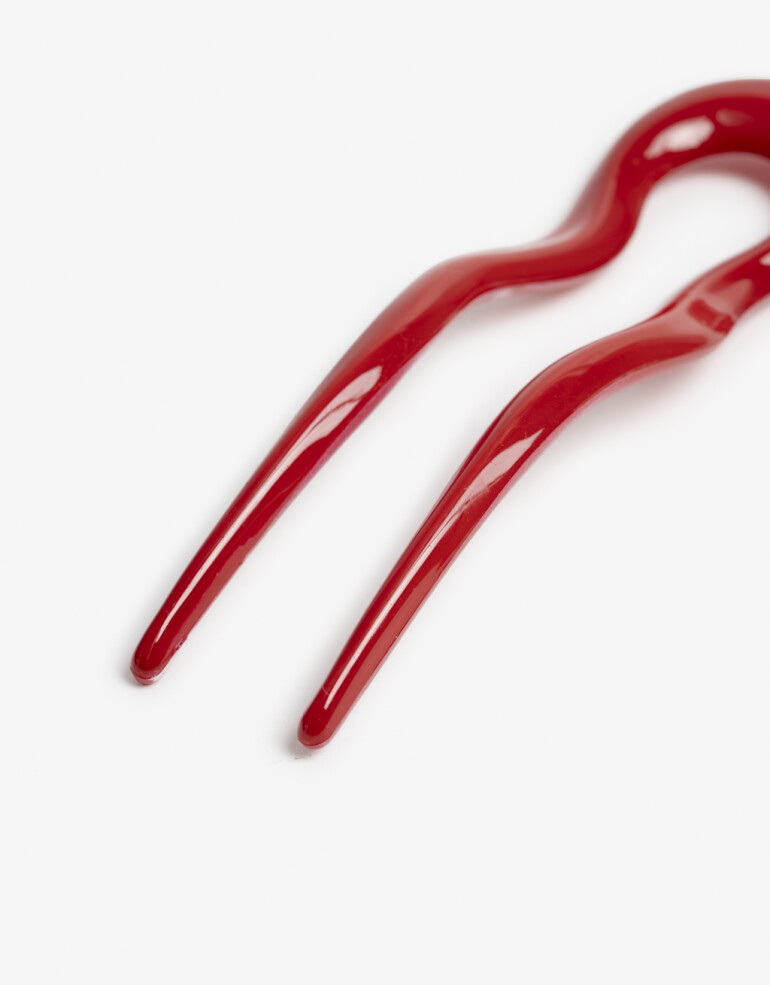 Peinetas y Palitos Acrilico Palito Glossy Formato Wavy. - Rojo Medio