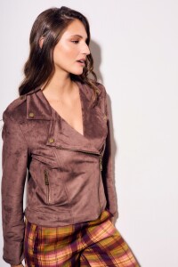 Campera Gamuza Cuero Vegano Chocolate