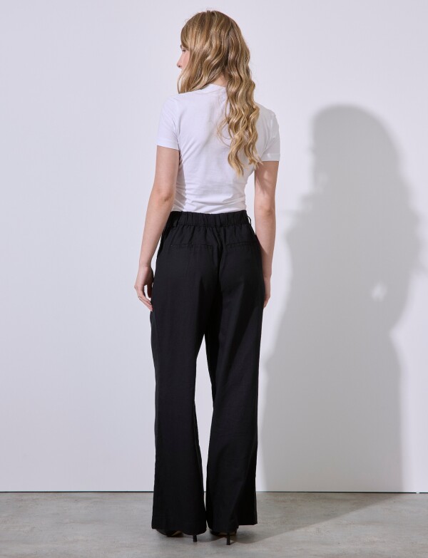 Pantalon Lino Wide NEGRO