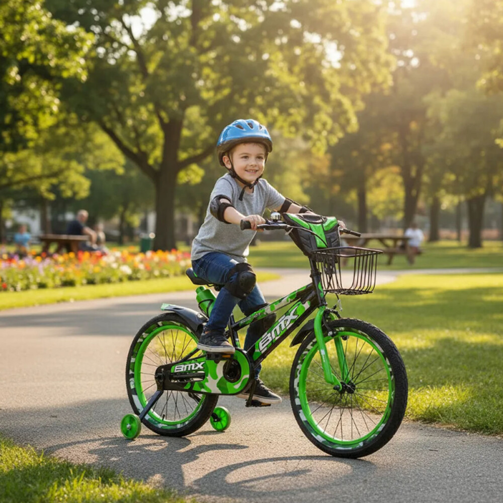 Bicicleta BMX con música y luz Rodado 20 Verde