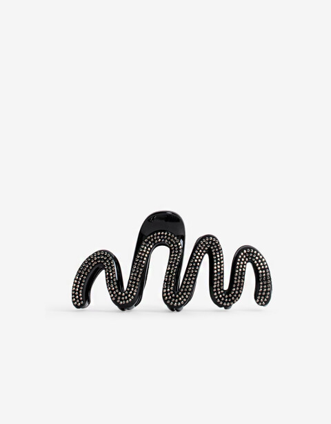 Broche Strass Broche Wavy Metálico - Plateado