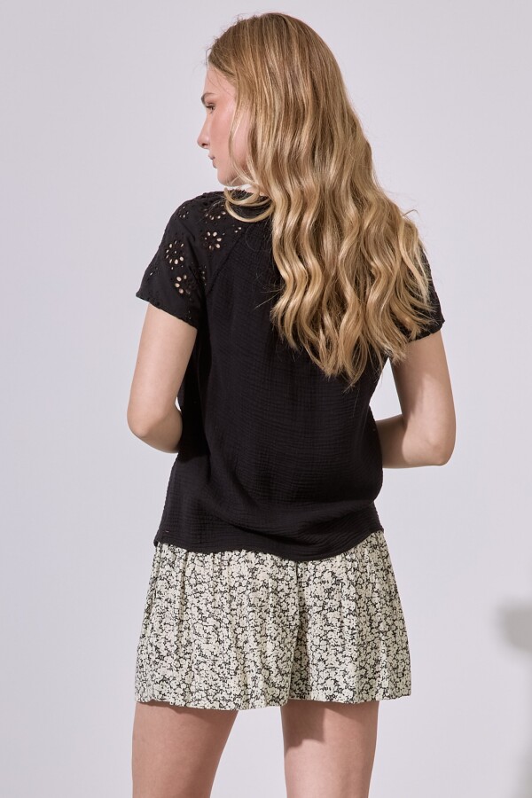 Blusa Broderie NEGRO