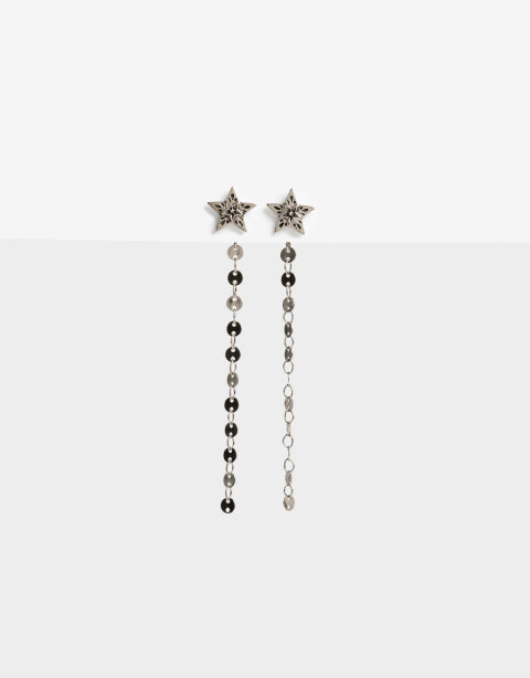Aros Colgantes Largos Folk Aros Largos Boho - Plateado Antique Silver