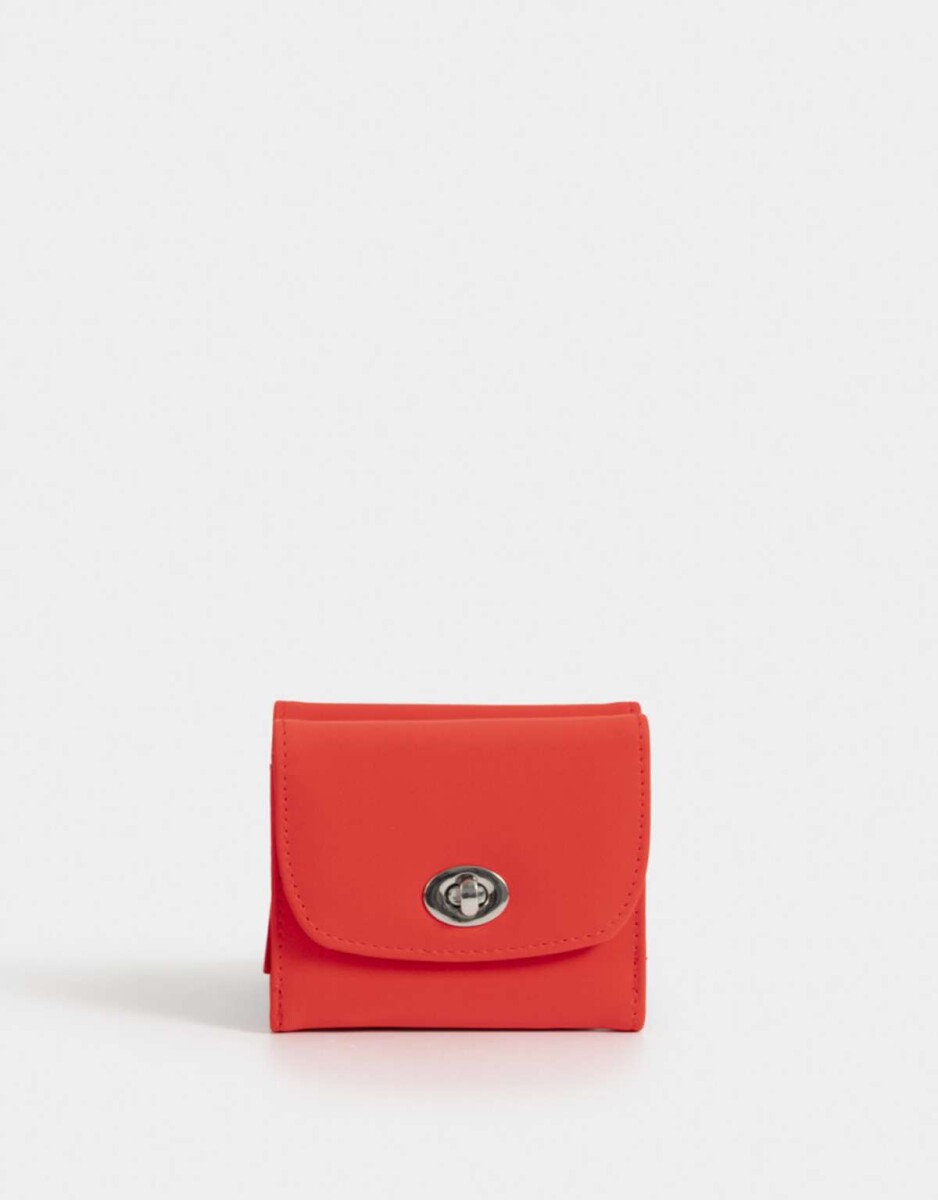 Billetera De Cuerina Con Broche - Rojo Medio 