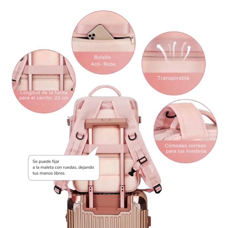 Mochila de Viaje para Cabina Rosa