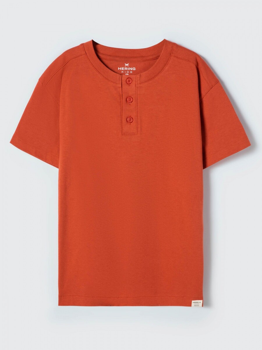 CAMISETA INFANTIL CON BOTONES MODELO OVERSIZE - NARANJA 