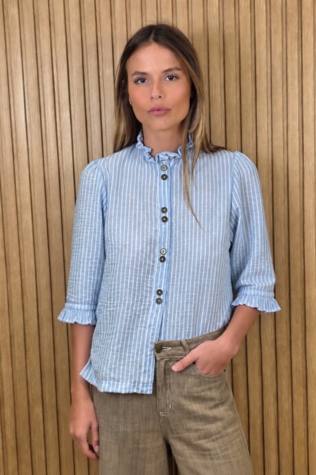 Camisa Carlita Volados Raya Celeste