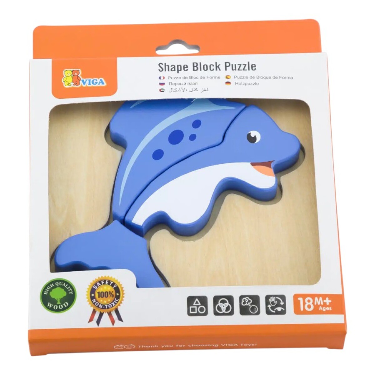 Puzzle silueta Viga 4 piezas - Delfín 