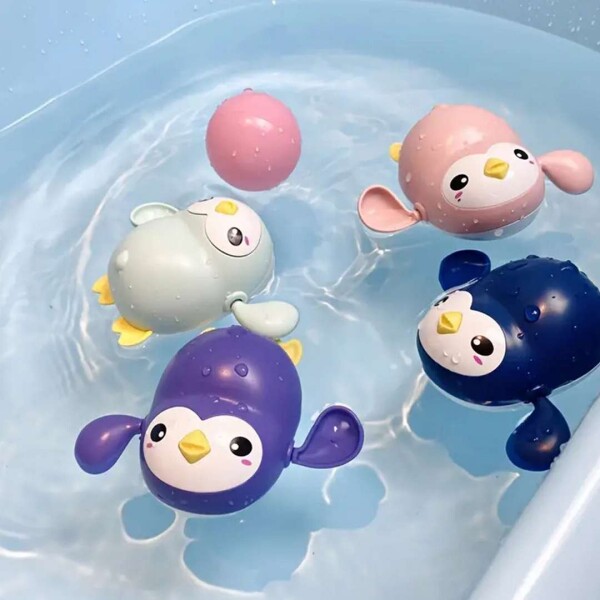 Pinguino Nadador Juguete A Cuerda Ducha Baño Niños Bebes Variante Color Verde