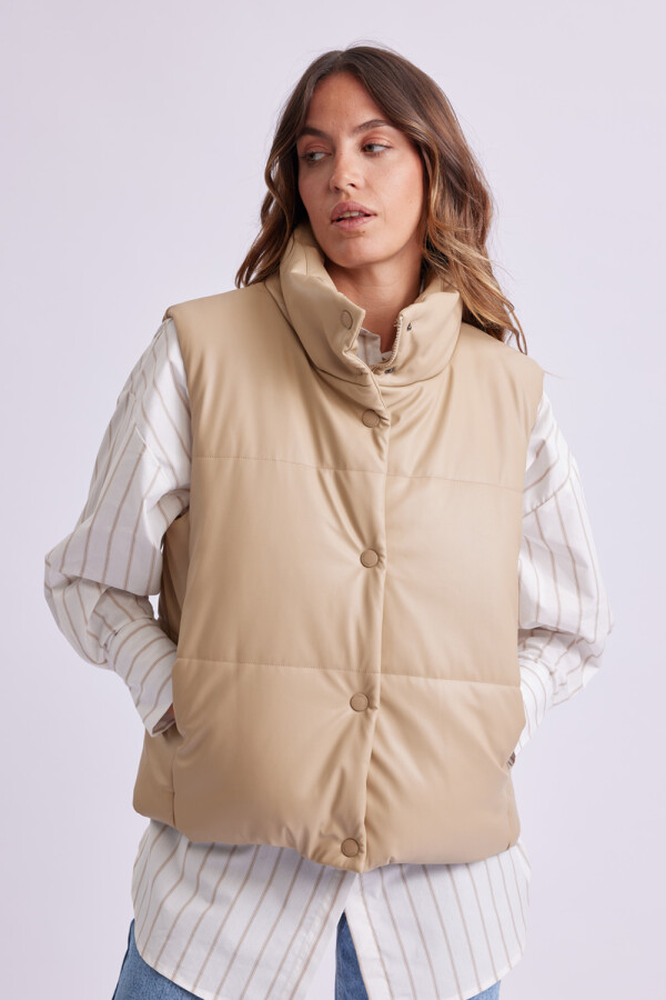 Chaleco pu Beige