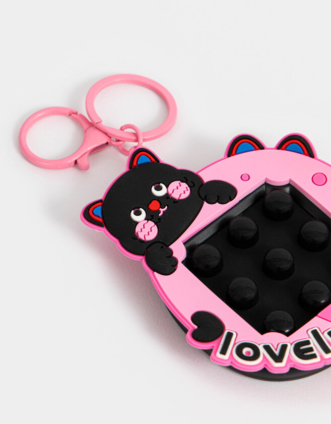 Llavero Lúdico Llavero Y Charm Pop It Gatito - Fucsia Claro