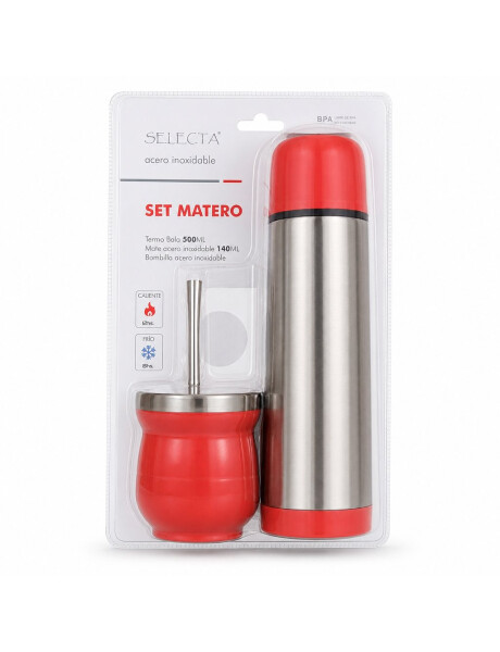 SET MATE C/BOMBILLA Y TERMO 500ML ROJO SET MATE C/BOMBILLA Y TERMO 500ML ROJO