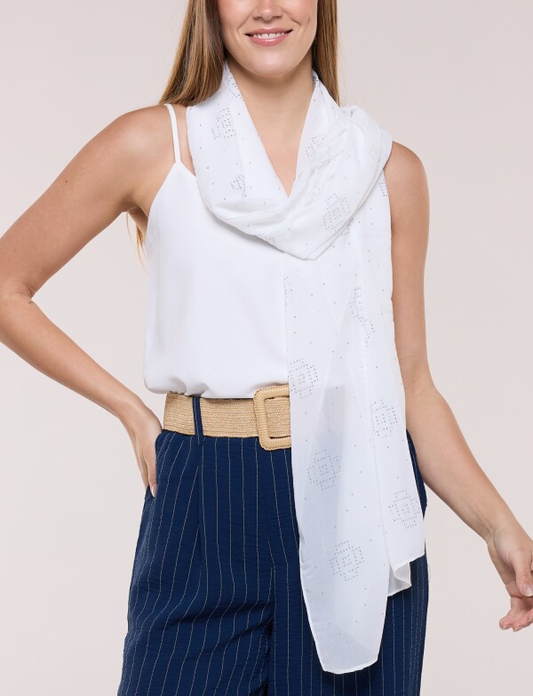 Pashmina Apliques Brillos BLANCO