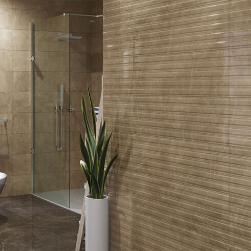 CERAMICA REVESTIMIENTO DECORADO BRILLO MARRON COLOR PLENO GAMAS DE MARRON