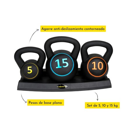 Set de Pesas Rusas de 5, 10 y 15lbs Best Negro