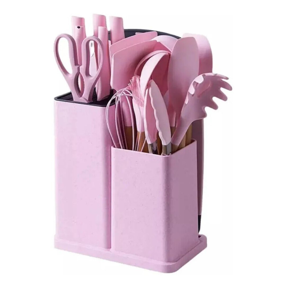 Kit De Menage 19 Utensillos De Cocina+organizador ROSA