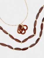 Collar Largo Doble Efecto Piedra marron