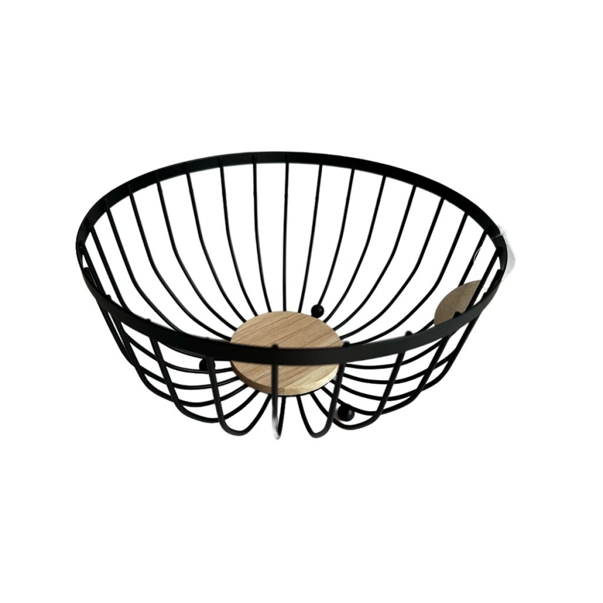 FRUTERO METAL CON BASE MADERA D25x12.5CM NEGRO 