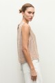 Blusa lino detalle desflecado tostado melange
