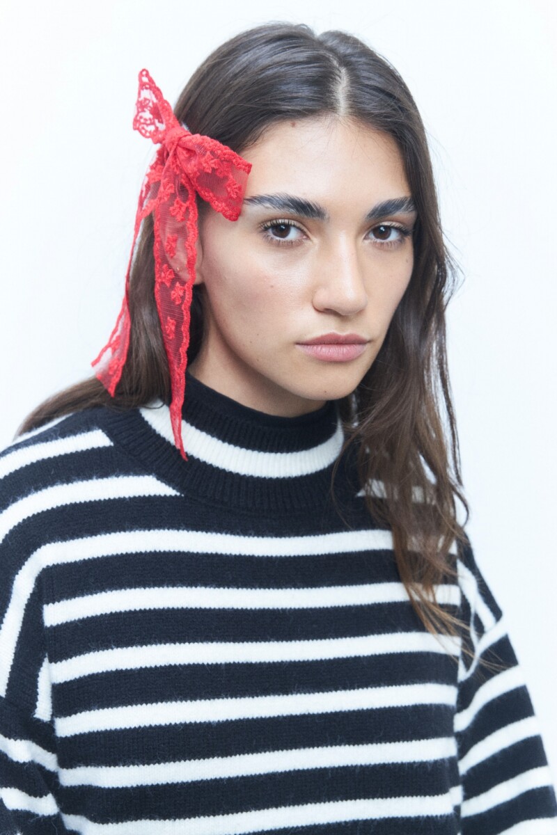 Broche moña lace - rojo 