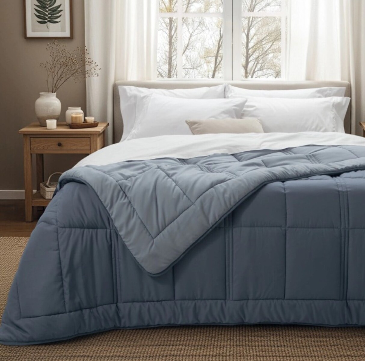 ACOLCHADO REVERSIBLE GRIS 2.20 X 2.40 MT 2 PLAZAS 