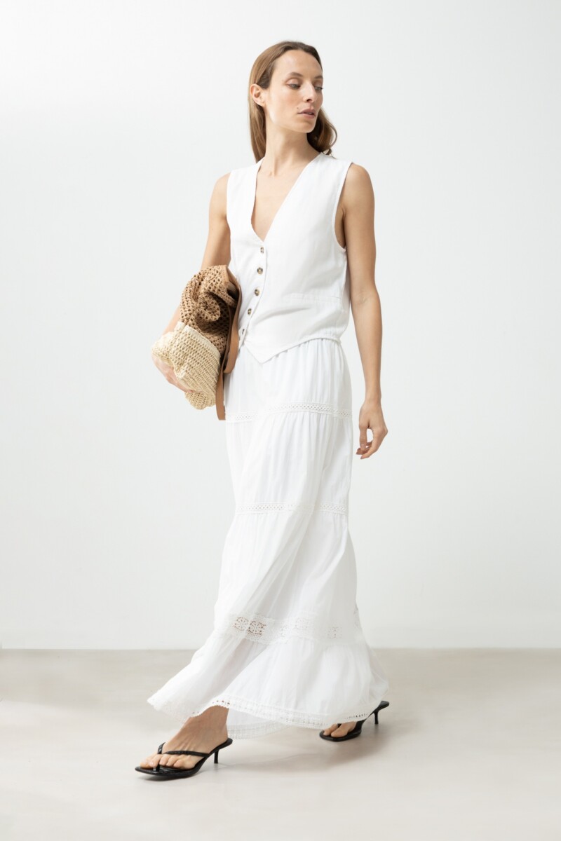 Maxi falda con puntillas blanco