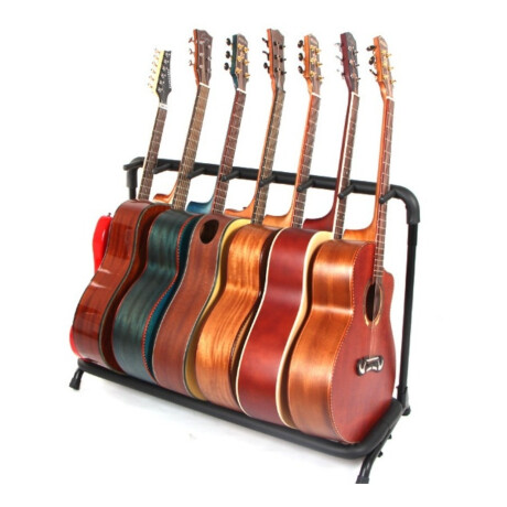 Pie Soporte Metálico 7 Siete Guitarra Bajo Acústica Criolla Negro