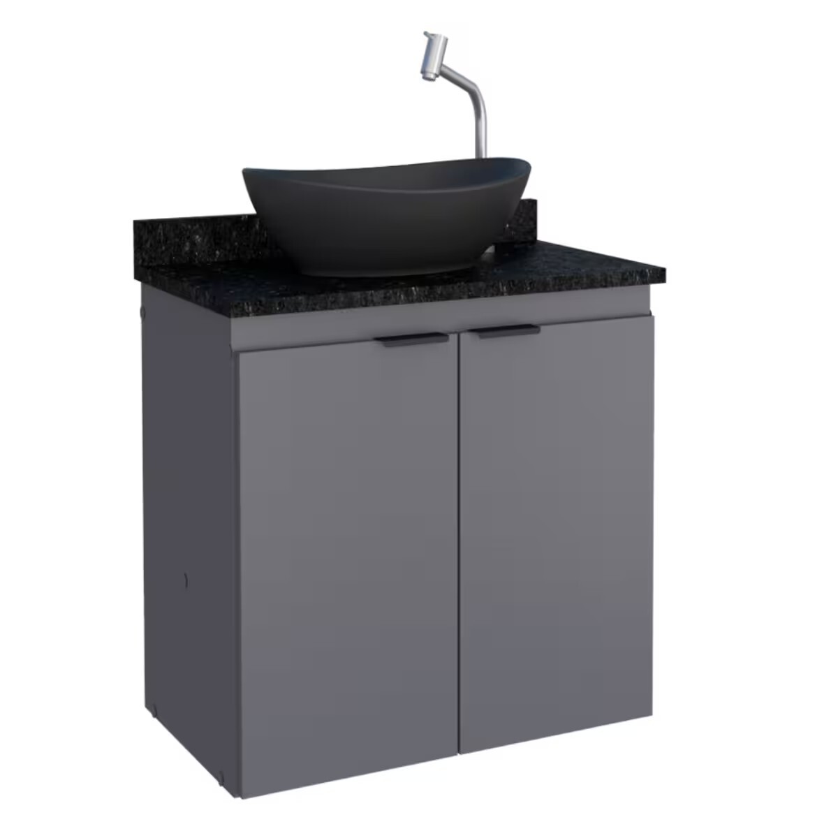 Mueble De Baño Suspendido Aster Gris 60 Cm Con Mesada Granito Sin Bacha 