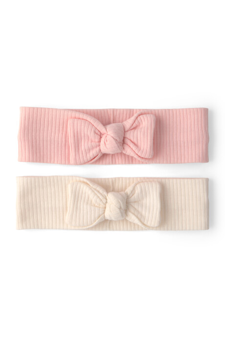 Pack dos vinchas con moño, rosado y crema Pack dos vinchas con moño, rosado y crema