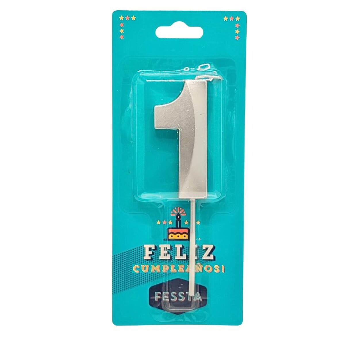 Vela Número 3D Grande Plateada - UNO 