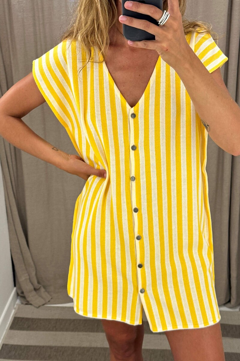 Vestido Libre Blanco/Amarillo