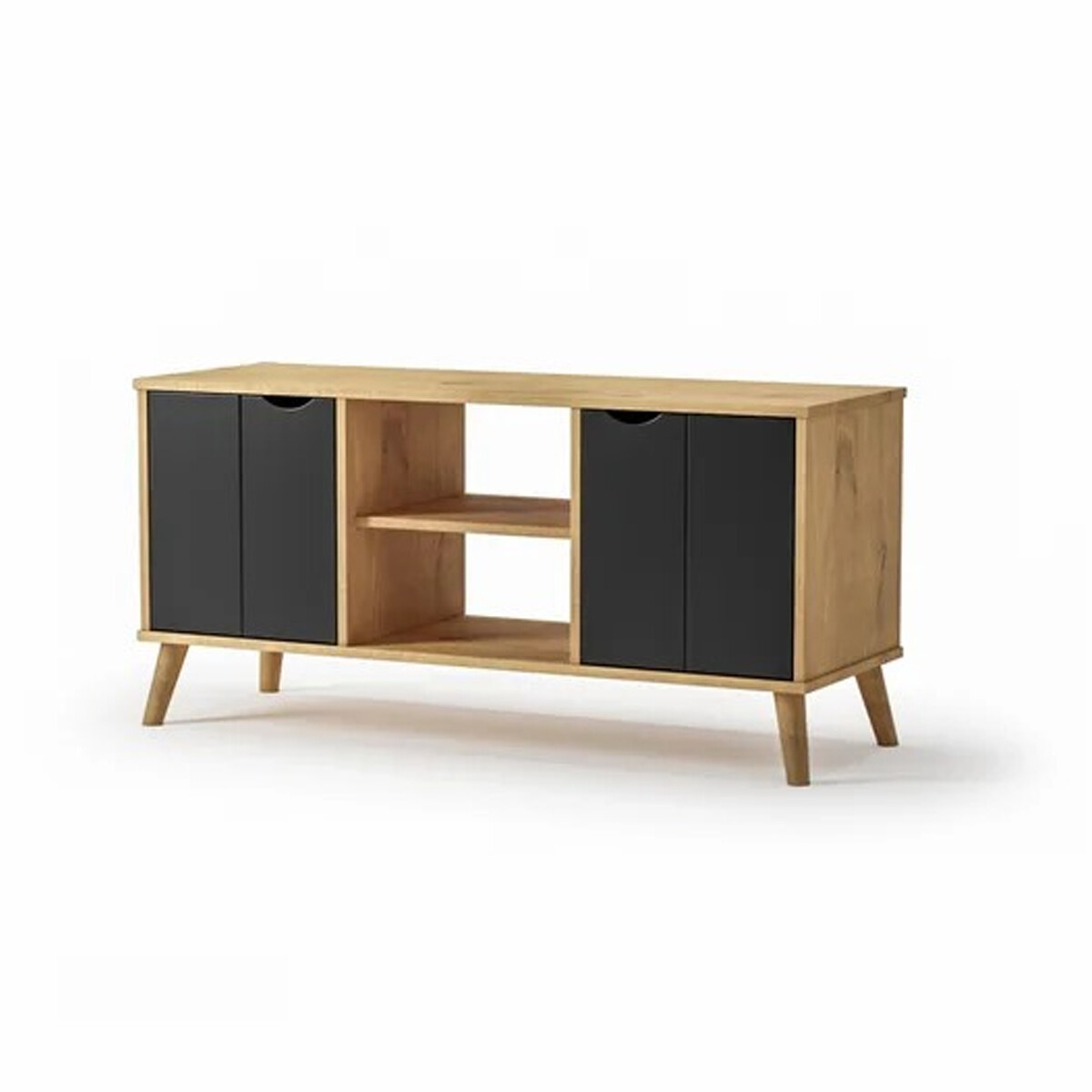 RACK APARADOR PARA TV O AUDIO 2 PUERTAS EN MADERA MACIZA - MADERA-PRETO 