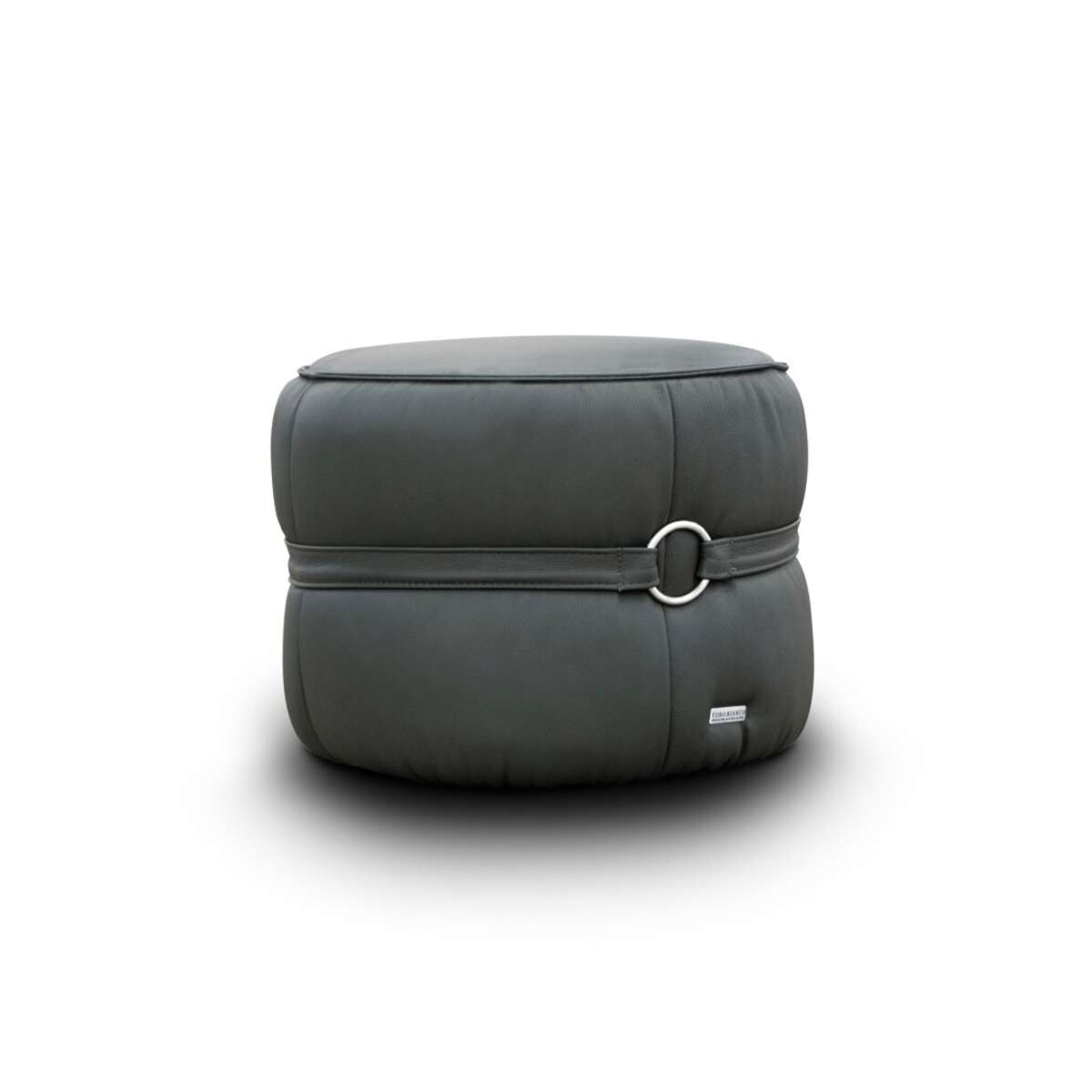 Puff 100% Cuero Ava - Gris 