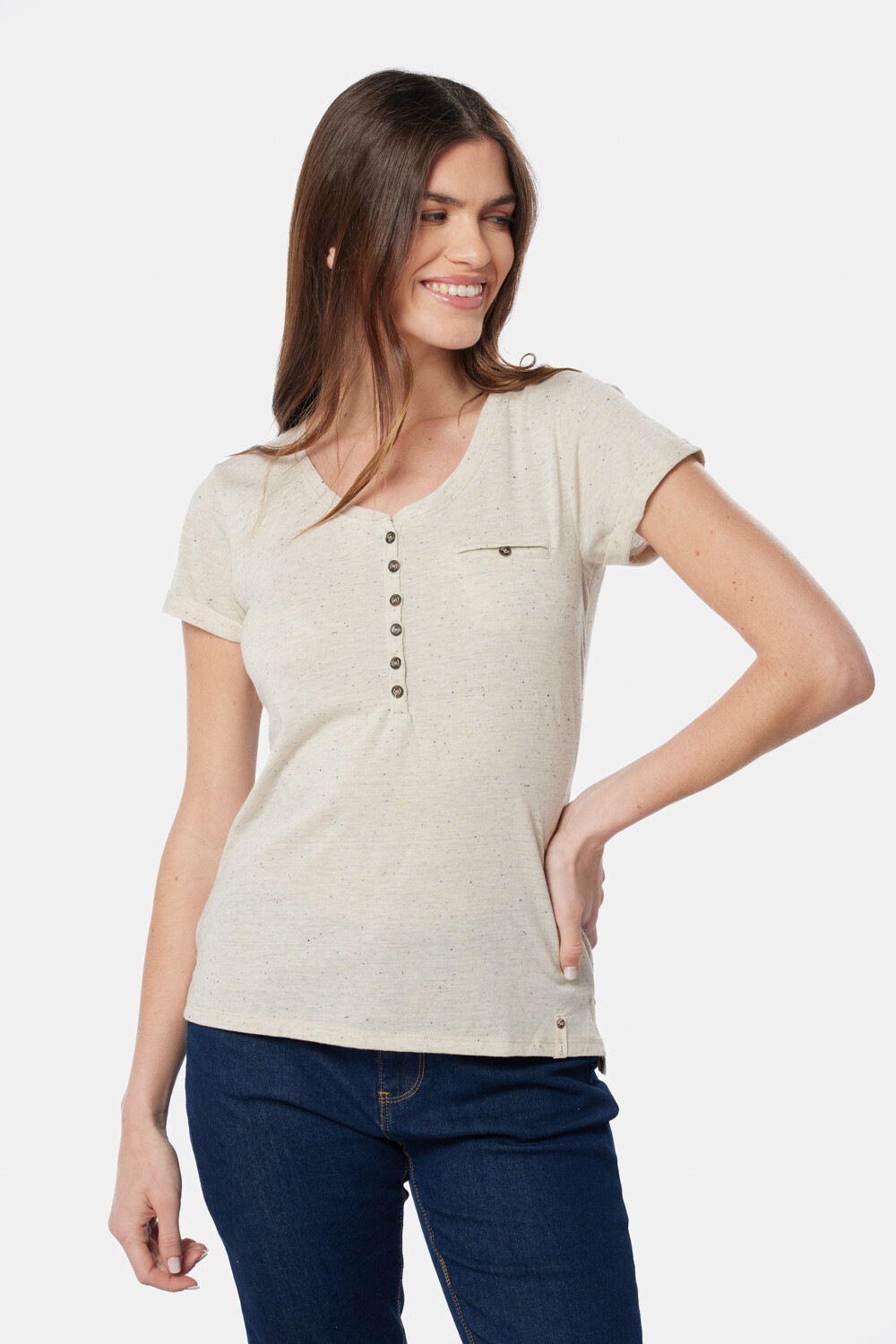 REMERA CON BOTONES Beige