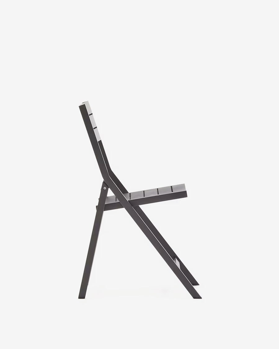 Silla de exterior plegable Torreta de aluminio con acabado gris oscuro Silla de exterior plegable Torreta de aluminio con acabado gris oscuro