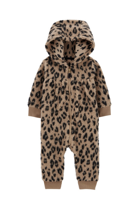 Mameluco de sherpa con capucha diseño leopardo Sin color