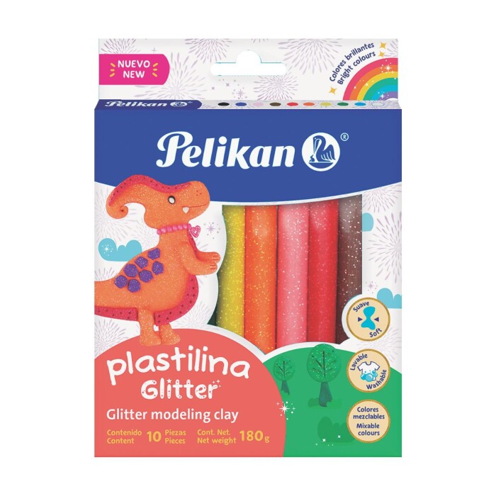 PELIKAN PLASTILINA GLITTER 10 UNIDADES única