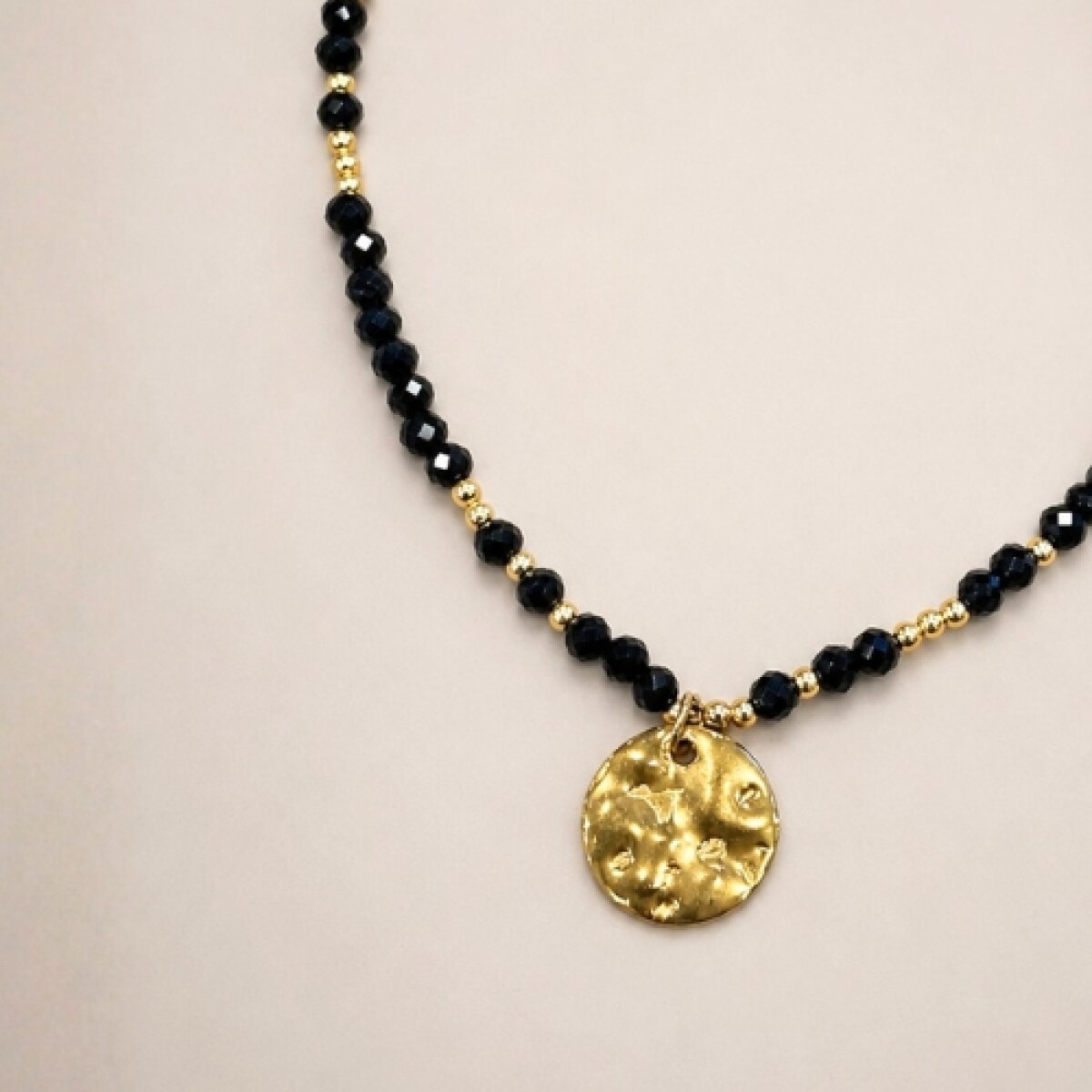 Pulsera Cuentas Piedra - Negro 