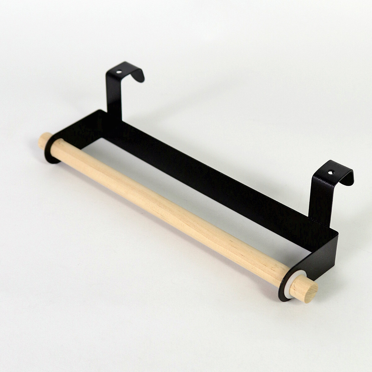 ORGANIZADOR METAL NEGRO/MADERA P/TOALLA 24X6.5CM 